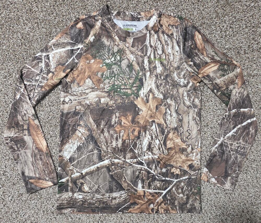 Magellan Outdoors Hunt Gear Shirt Mens Large L Long Sleeve Camo Realtree Xtra